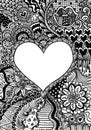 Heart on flowers for coloring books for adult or valentines card Royalty Free Stock Photo