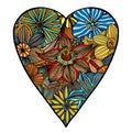 Heart of flowers zentangle pattern