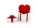 Heart flying out from gift box