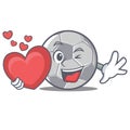 With heart football character cartoon style Royalty Free Stock Photo
