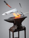 Crafting a Blade - Knife Forging on an Anvil Royalty Free Stock Photo