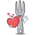 With heart fork character cartoon style