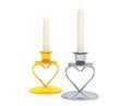 Heart Form Candlesticks with Candles Royalty Free Stock Photo