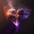 Heart formed from colored steam, smoke in the middle of a bright Cross. Heart as a symbol of affection and love