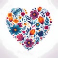 Heart formed from colorful flowers on a white isolated background. Heart as a symbol of affection ave