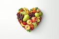 Heart formed with fruits, AI generated