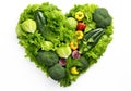 Heart formed by a group of vegetables. Healthy food