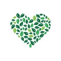 Heart formed by leaves. Vector logo design