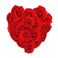 Heart formed with red roses isolated