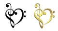 Heart formed of treble clef and bass clef Royalty Free Stock Photo