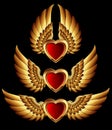 Heart forms with golden wings Royalty Free Stock Photo