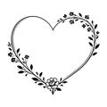 Heart Frame with Blossoming Vines and Delicate Floral Accents Royalty Free Stock Photo