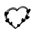 heart frame border hand drawn doodle. vector, scandinavian, nordic, minimalism. card, icon, sticker. love, wedding Royalty Free Stock Photo