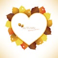 Heart frame with dead leaf illustration Royalty Free Stock Photo