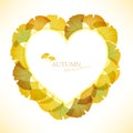 Heart frame with ginkgo leaf illustration Royalty Free Stock Photo