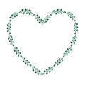 Heart frame of hand drawn green branches