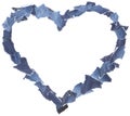 Heart frame made of denim jeans pieces Royalty Free Stock Photo