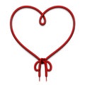 Heart frame made of loop of lacing with bowknot. Vector template illustration Royalty Free Stock Photo