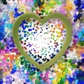 heart frame on spring background with colorful floral, hearts different size Royalty Free Stock Photo