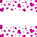 Heart frame vector banner, border, love background