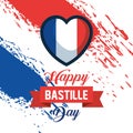 heart france flag with ribbon decoration