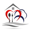 Heart friendly healthy foods meal loving dinner sweet time movement heart care foods icon logo illustration vector