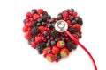 Heart of fruit with a stethoscope