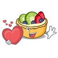 With heart fruit tart mascot cartoon
