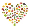 Heart of fruits and vegetables Royalty Free Stock Photo