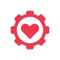 Heart and gear logo icon design, cogwheel and love symbol vector Royalty Free Stock Photo