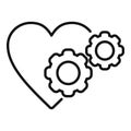 Heart gear palpitating icon outline vector. Aliment disease