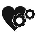 Heart gear palpitating icon simple vector. Aliment disease