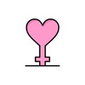 Heart, Gender, Symbol  Flat Color Icon. Vector icon banner Template Royalty Free Stock Photo