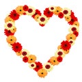 Heart gerber flowers on white background Royalty Free Stock Photo