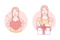 Heart, gift, birthday set concept