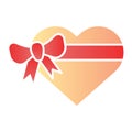 Heart gift box with bow flat icon. Love present color icons in trendy flat style. Valentine gift gradient style design