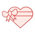 Heart gift box with bow flat icon. Love present pink icons in trendy flat style. Valentine gift gradient style design