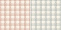 Heart gingham plaid pattern for Valentines Day print. Seamless tartan vichy background set in soft pink, grey, beige for spring. Royalty Free Stock Photo