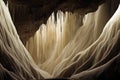 Into the heart of the glacier. Unveiling the sublime beauty of stalactite formations. AI-generated