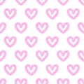 Heart glitter outline signs seamless pattern, vector background.