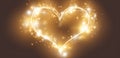 Heart gold with flashes isolated on transparent background. Royalty Free Stock Photo