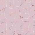 Heart gold seamless pattern. Pink glam marble background. Repeating rose gold hearts. Elegant printing. Repetition glitter patern Royalty Free Stock Photo