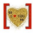 Heart gold vector, Valentines day, love Royalty Free Stock Photo