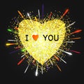 Heart gold vector, Valentines day, love Royalty Free Stock Photo