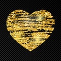 Heart with golden glittering scribble paint Royalty Free Stock Photo