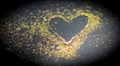 Heart in golden powder