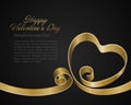 Heart from golden shiny ribbon Valentine's day