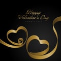 Heart from golden shiny ribbon Valentine's day