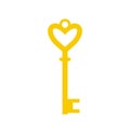 Heart golden skeleton key icon