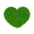 Heart green grass 3D. Green grass love land isolated white background. Ecology garden, heart-shape. Bio texture Royalty Free Stock Photo